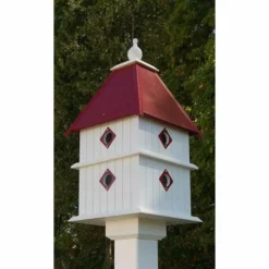 A Wing And A Prayer Plantation Bird House With Merlot Red Roof