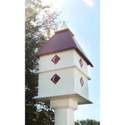 A Wing And A Prayer Plantation Bird House With Merlot Red Roof