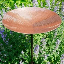 Achla Standing Bird Baths Polished Copper Metal Bird Bath And Stake