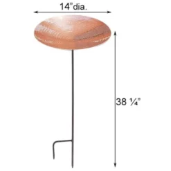 Achla Standing Bird Baths Polished Copper Metal Bird Bath And Stake