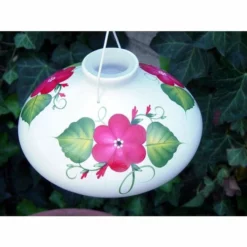 Lone Wolf Feeders Hummingbird Feeders Red Posy Ceramic Large Hummingbird Feeder