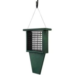 Songbird Essentials Suet Feeder With Tail Prop, Green Hanging Feeders
