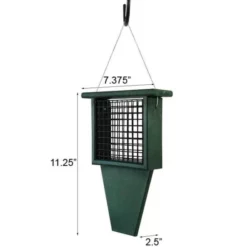Songbird Essentials Suet Feeder With Tail Prop, Green Hanging Feeders