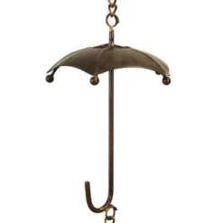 Ancient Graffiti Lawn & Garden Umbrella And Bell Rain Chain, Flamed Copper