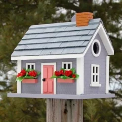 Home Bazaar Vineyard Cottage Grey Bird House