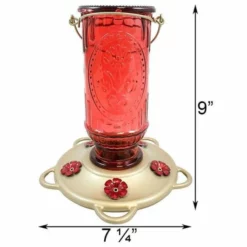 More Birds Hanging Feeders Vintage Red Bottle Hummingbird Feeder