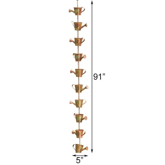 Ancient Graffiti Watering Can Copper Rain Chain 6 Ancient Graffiti Watering Can Copper Rain Chain