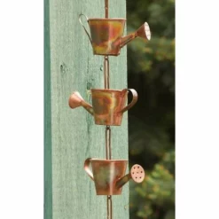 Ancient Graffiti Watering Can Copper Rain Chain