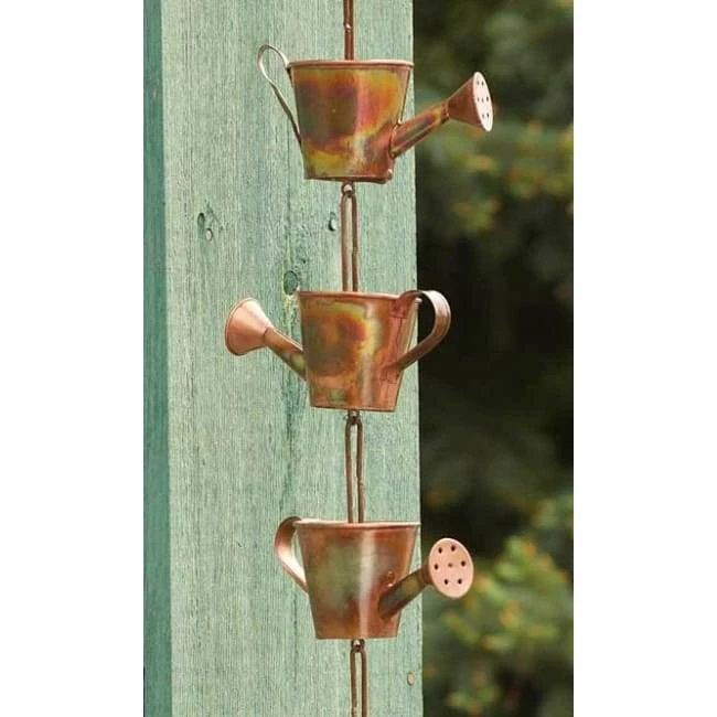 Ancient Graffiti Watering Can Copper Rain Chain 3 Ancient Graffiti Watering Can Copper Rain Chain