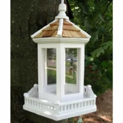 Home Bazaar White Gazebo Bird Feeder Decorative Feeders